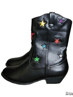 MIA Boots Girls Size 3 Black Star Cowgirl Western